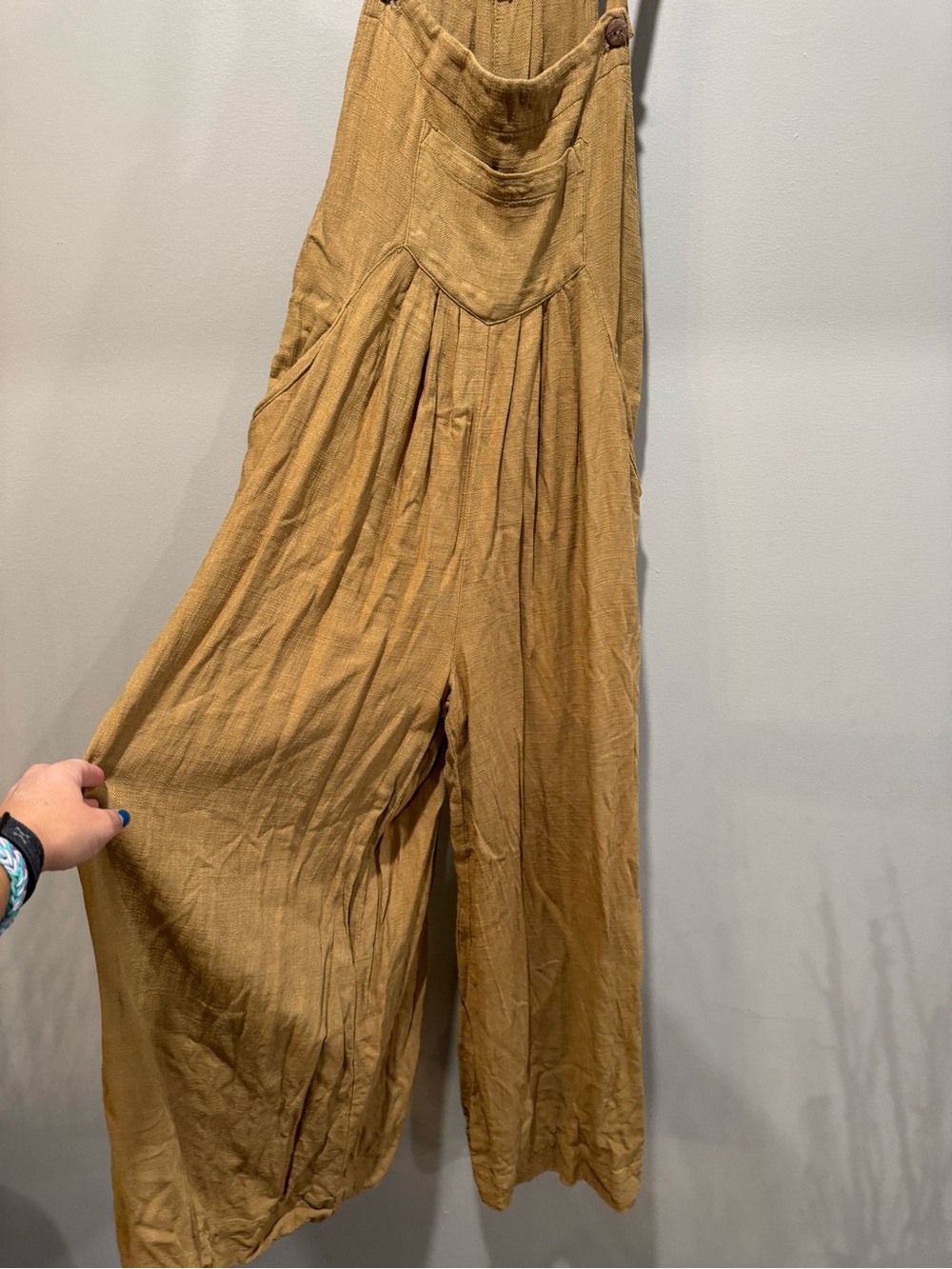 Wishlist Boho Wide Leg Overall Jumpsuit Mustard S/M